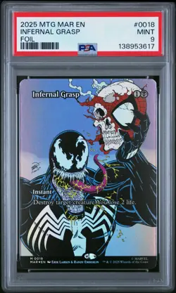 2025 MTG MARVEL'S SPIDER-MAN: SOURCE MAT FOIL #0018 INFERNAL GRASP PSA 9 - Image 1