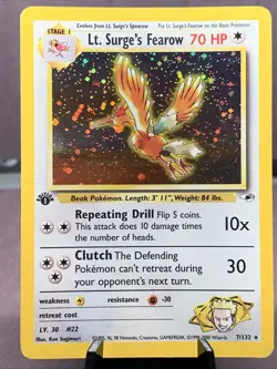 Pokemon TCG 1st Edition Lt. Surge's Fearow 7/132 Gym Heroes Holo Rare WOTC VTG - Image 1