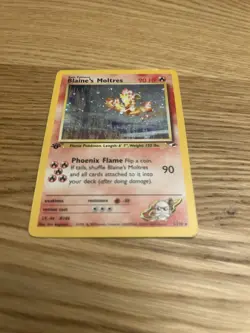 Pokemon TCG 1st Edition Blaine's Moltres Gym Heroes Holo With Holo Swirl - Image 2