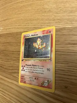 Pokemon TCG 1st Edition Blaine's Moltres Gym Heroes Holo With Holo Swirl - Image 4