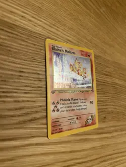 Pokemon TCG 1st Edition Blaine's Moltres Gym Heroes Holo With Holo Swirl - Image 5