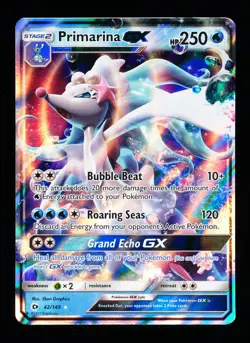 * * 1x Primarina GX 42/149 x1 * * Sun & Moon Pokemon Close to NM Near Mint - Image 1