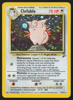 Clefable 5/130 Holo Rare Base Set 2 Pokemon English HP - Image 1