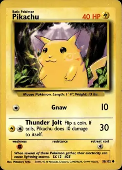 Pokemon Base Set #058/102 Pikachu Common,Iconic - Image 1