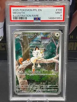 2025 Pokemon PFL English 106 Meowth Illustation Rare PSA 9 MINT - Image 1