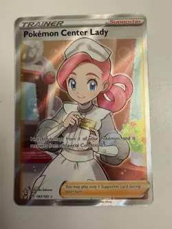 Pokemon Center Lady Vivid Voltage Full Art Ultra Rare Card 185/185 Pokemon TCG - Image 1