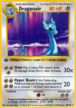 1x Dragonair - 18/102 - Rare - 1st Edition Heavily Played Pokemon G1 - Base Set - Image 1