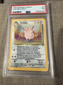 Pokemon TCG Clefable 1/64 Jungle Holo Rare Unlimited PSA 7 Stage 1 6+ - Image 1