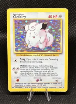 Pokemon tcg Clefairy 5/102 Base Set Holo Rare 1999 40 MP-HP - Image 1
