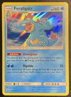Feraligatr Holo Rare 24/70 Pokemon TCG Sun & Moon Dragon Majesty NM Free Ship - Image 1