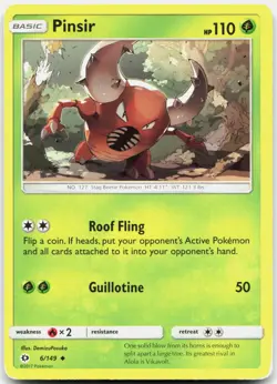 Pinsir Uncommon SM Base Set 6/149 HP Pokemon - Image 1
