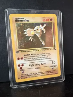 Pokemon TCG Hitmonlee 1st Edition Fossil 7/62 Holo Rare 1999 VERY CLEAN HOLO - Image 3