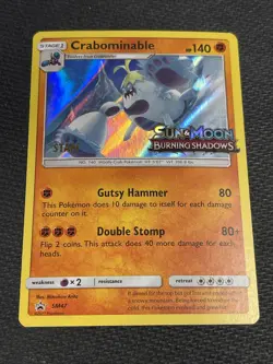 Pokemon Burning Shadows CRABOMINABLE SM47 Holo Prerelease STAFF Promo - Image 1