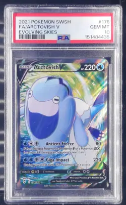2021 POKEMON SWORD & SHIELD EVOLVING SKIES #176 FULL ART/ARCTOVISH V PSA 10 - Image 1