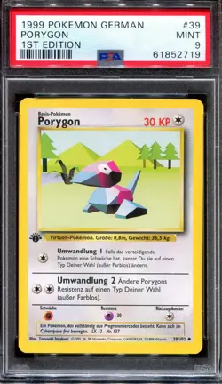 PSA 9 Pokemon 1999 German Deutsch 1st Edition Base Porygon #39 - Image 1