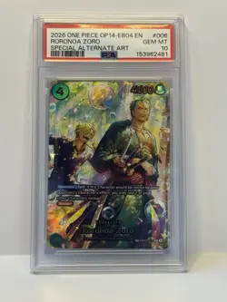 2026 One Piece Op14-EB04 English Roronoa Zoro Special Alt Art PSA 10 - Image 1