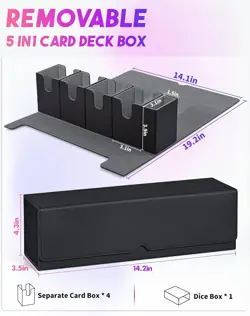 Card Deck Box with Dice Tray for MTG, 5 in 1 Card Deck Case Holds 800+ Unsleeved - Image 2