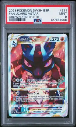 2023 POKEMON SWSH BLACK STAR PROMO #291 FULL ART/LUCARIO VSTAR PSA 9 - Image 1