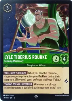 78/204 LYLE TIBERIUS ROURKE CUNNING MERCENARY SUPER RARE DISNEY LORCANA CARD - Image 1