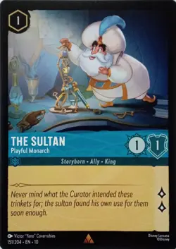 151/204 THE SULTAN PLAYFUL MONARCH EN10 RARE DISNEY LORCANA CARD - Image 1
