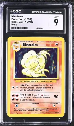 CGC 9 MINT Ninetales 12/102 Holo Base Set Pokemon Card - Image 1