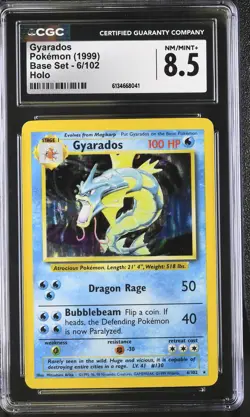 CGC 8.5 NM/MINT+ Gyarados 6/102 Base Set Holo Pokemon Card - Image 1