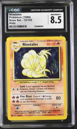 CGC 8.5 NM/MINT+ Ninetales 12/102 Base Set Holo Pokemon Card - Image 1