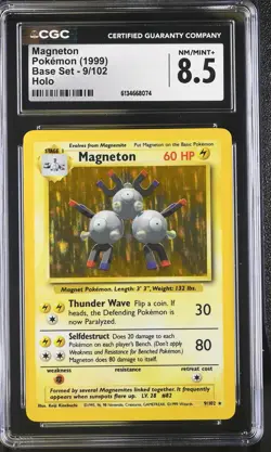 CGC 8.5 NM/MINT+ Magneton 9/102 Base Set Holo Pokemon Card - Image 1