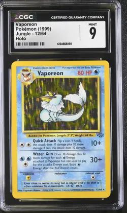CGC 9 MINT Vaporeon 12/64 Jungle Holo Pokemon Card - Image 1
