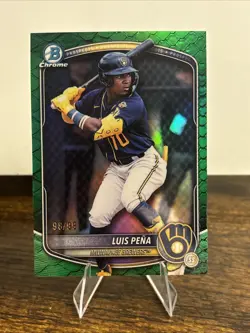 2025 Bowman Draft Luis Pena Chrome Green Reptilian Refractor /99 Milwaukee - Image 1