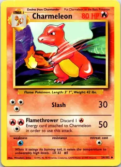 Charmeleon 24/102 Uncommon Base Set Unlimited Pokemon LP - Image 1
