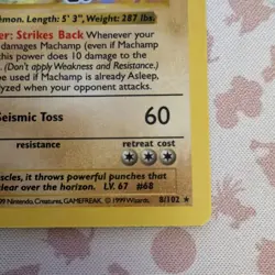 Pokemon Machamp 8/102 Base Set 1st Edition Holo Rare 1999 Wizards Card - Image 5