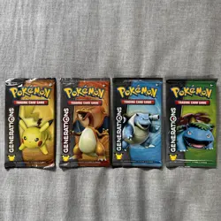 Pokemon Generations Booster Pack x4 Complete Set 20th Anniversary Factory Sealed - Image 1
