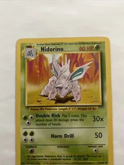 Pokemon Card Nidorino Base Set 37/102 Uncommon Unlimited NM Clean WOTC Vintage - Image 4