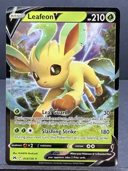 LEAFEON V 013/159 ULTRA RARE HOLO CROWN ZENITH SWSH POKEMON NEAR MINT NM - Image 1