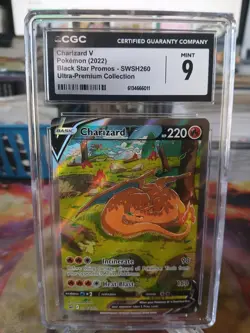 Charizard V SWSH260 Full Art Pokemon Premium Collection Promo CGC 9 Mint - Image 1