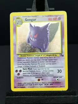 Gengar 5/62 Fossil Unlimited Holo Rare 1999 Pokemon Card, English HP - Image 1
