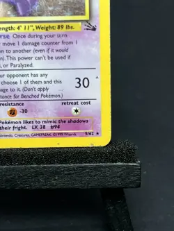 Gengar 5/62 Fossil Unlimited Holo Rare 1999 Pokemon Card, English HP - Image 5