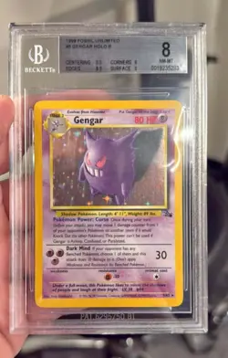 1999 Pokemon TCG Fossil EN Gengar 5/62 Holo Rare Unlimited Beckett 8 - Image 1