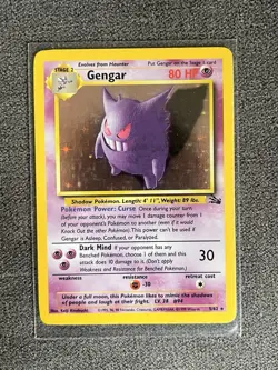 Pokemon Gengar TCG Fossil Holo Card 5/62 Unlimited Holo Rare (1999) Vintage LP - Image 1