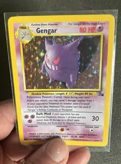 Pokemon Gengar TCG Fossil Holo Card 5/62 Unlimited Holo Rare (1999) Vintage LP - Image 2