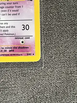 Pokemon Gengar TCG Fossil Holo Card 5/62 Unlimited Holo Rare (1999) Vintage LP - Image 5