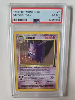 PSA 6 - Pokemon Gengar Holo - Fossil Unlimited - 5/62 - WOTC 1999 Rare TCG - Image 1