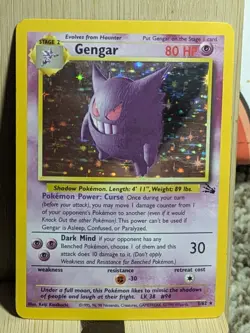 Pokemon Gengar Holographic Black Star Rare 5/62 1999 Fossil Wizards Of The Coast - Image 1