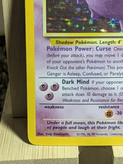 Pokemon Gengar Holographic Black Star Rare 5/62 1999 Fossil Wizards Of The Coast - Image 2