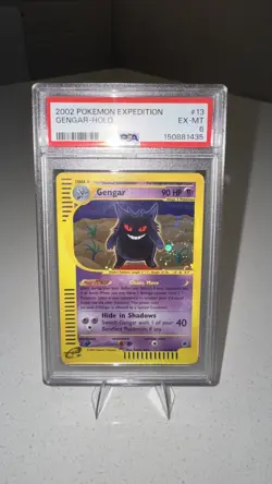 Pokemon PSA 6 EX-MINT 2002 Gengar 13/165 Expedition Holo Rare Card with 1 SWIRL - Image 1