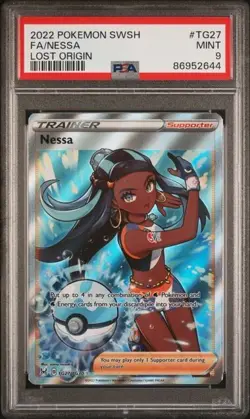 2022 Pokemon Lost Origin Nessa FULL ART HOLO RARE #TG27 PSA 9 MINT - Image 1