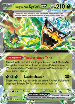 Pokemon Turkisgrune-Maske-Ogerpon ex Prismatische Entwicklungen 012/131 - Image 1