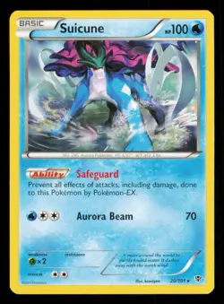 Pokemon Card Suicune 20/101 Plasma Blast Rare BW Black & White MP 2013 - Image 1