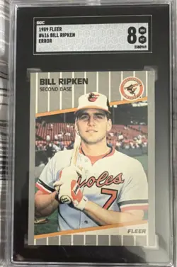 Fleer 1989 Bill Ripken Error FF #616 SGC 8 Baltimore Orioles Baseball Card - Image 1